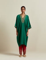 EMBROIDERED TUNIC TROUSER SET- GREEN/FUSCHIA