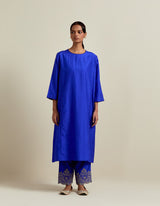 EMBROIDERED TUNIC TROUSER SET- COBALT BLUE