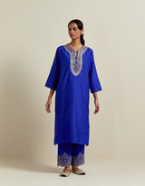 EMBROIDERED TUNIC TROUSER SET- COBALT BLUE