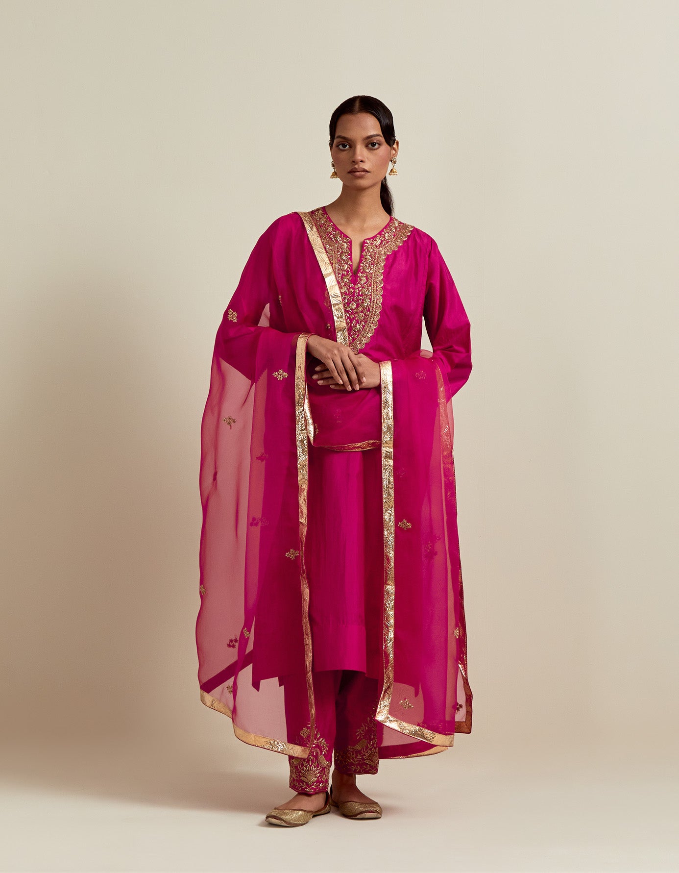 Mulmul Organza Nikhat Fuschia Dupatta main image 0