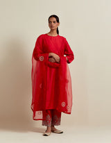 HAND EMBROIDERED DUPATTA- VERMILION