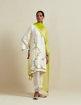 HAND EMBROIDERED DUPATTA- LIME