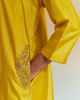 EMBROIDERED TUNIC TROUSER SET- MUSTARD