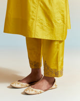 EMBROIDERED TUNIC TROUSER SET- MUSTARD