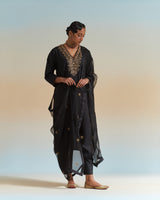 EMBROIDERED TUNIC TROUSER SET- BLACK