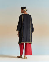 EMBROIDERED TUNIC TROUSER SET- BLACK
