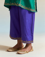 EMBROIDERED TUNIC TROUSER SET- EVER GREEN/ PERSIAN BLUE