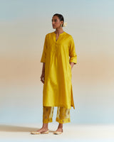 EMBROIDERED TUNIC TROUSER SET- MUSTARD