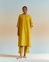 EMBROIDERED TUNIC TROUSER SET- MUSTARD