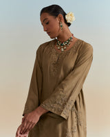 EMBROIDERED TUNIC TROUSER SET- GOLDEN