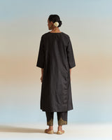 EMBROIDERED TUNIC TROUSER SET- BLACK