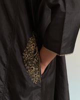 EMBROIDERED TUNIC TROUSER SET- BLACK