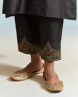 EMBROIDERED TUNIC TROUSER SET- BLACK