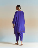 EMBROIDERED TUNIC TROUSER SET- PERSIAN BLUE