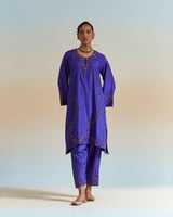EMBROIDERED TUNIC TROUSER SET- PERSIAN BLUE