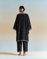 EMBROIDERED TUNIC TROUSER SET- BLACK
