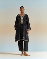 EMBROIDERED TUNIC TROUSER SET- BLACK