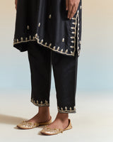 EMBROIDERED TUNIC TROUSER SET- BLACK