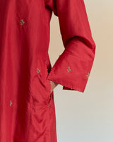 EMBROIDERED TUNIC TROUSER SET- DEEP RED