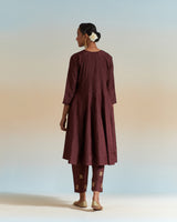 EMBROIDERED TUNIC TROUSER SET- WINE
