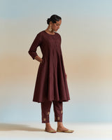 EMBROIDERED TUNIC TROUSER SET- WINE