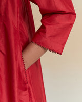 EMBROIDERED TUNIC TROUSER SET- DEEP RED