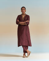 EMBROIDERED TUNIC TROUSER SET- WINE