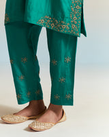EMBROIDERED TUNIC TROUSER SET- EVERGREEN