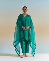 EMBROIDERED TUNIC TROUSER SET- EVERGREEN