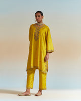 EMBROIDERED TUNIC TROUSER SET- MUSTARD