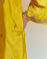 EMBROIDERED TUNIC TROUSER SET- MUSTARD
