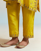 EMBROIDERED TUNIC TROUSER SET- MUSTARD