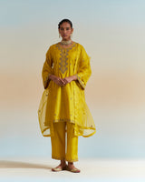 EMBROIDERED TUNIC TROUSER SET- MUSTARD