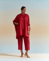 TUNIC TROUSER SET- DEEP RED
