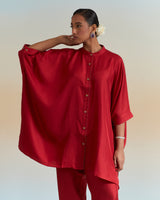 TUNIC TROUSER SET- DEEP RED