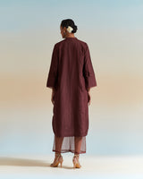 EMBROIDERED TUNIC TROUSER SET- WINE