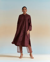 EMBROIDERED TUNIC TROUSER SET- WINE