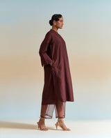 EMBROIDERED TUNIC TROUSER SET- WINE