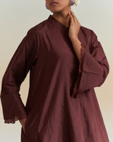EMBROIDERED TUNIC TROUSER SET- WINE