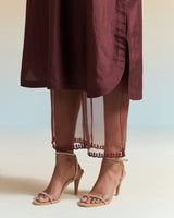 EMBROIDERED TUNIC TROUSER SET- WINE