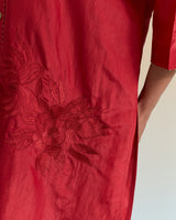 EMBROIDERED TUNIC TROUSER SET- DEEP RED