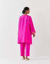 EMBROIDERED TUNIC TROUSER SET- FUCHSIA