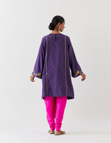 EMBROIDERED TUNIC TROUSER SET- GRAPE PURPLE/FUCHSIA
