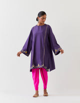 EMBROIDERED TUNIC TROUSER SET- GRAPE PURPLE/FUCHSIA