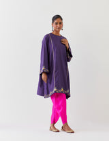 EMBROIDERED TUNIC TROUSER SET- GRAPE PURPLE/FUCHSIA