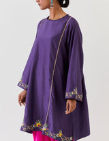 EMBROIDERED TUNIC TROUSER SET- GRAPE PURPLE/FUCHSIA