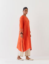 EMBROIDERED TUNIC TROUSER SET- RUST/CHAMPAGNE