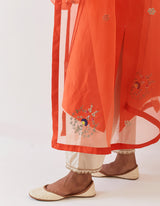 HAND EMBROIDERED DUPATTA- RUST ORANGE