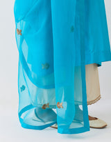 HAND EMBROIDERED DUPATTA- TURQUOISE