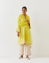 HAND EMBROIDERED DUPATTA- LIME GREEN